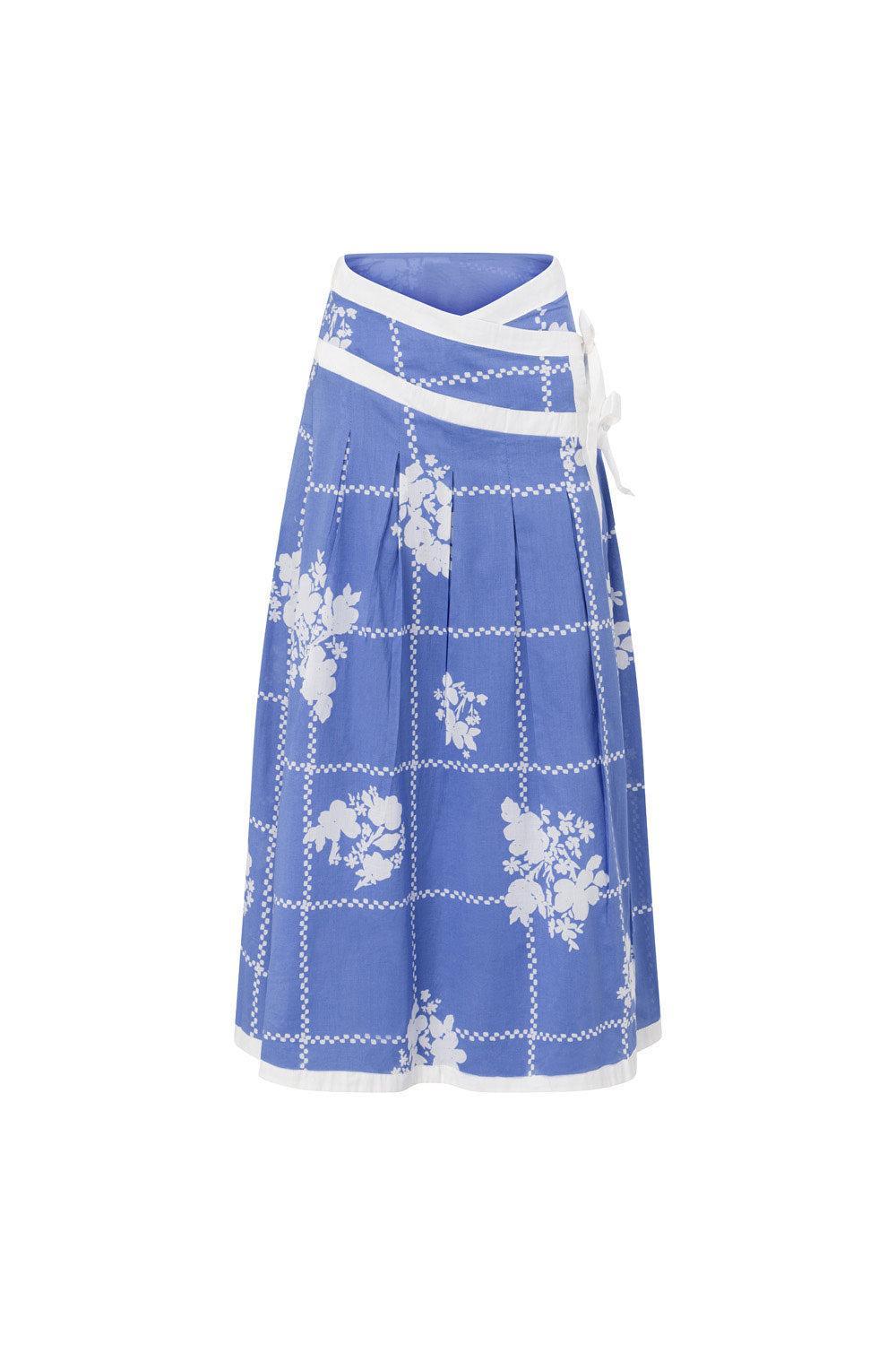 Estelle Midi Skirt - Check Flowers Product Image