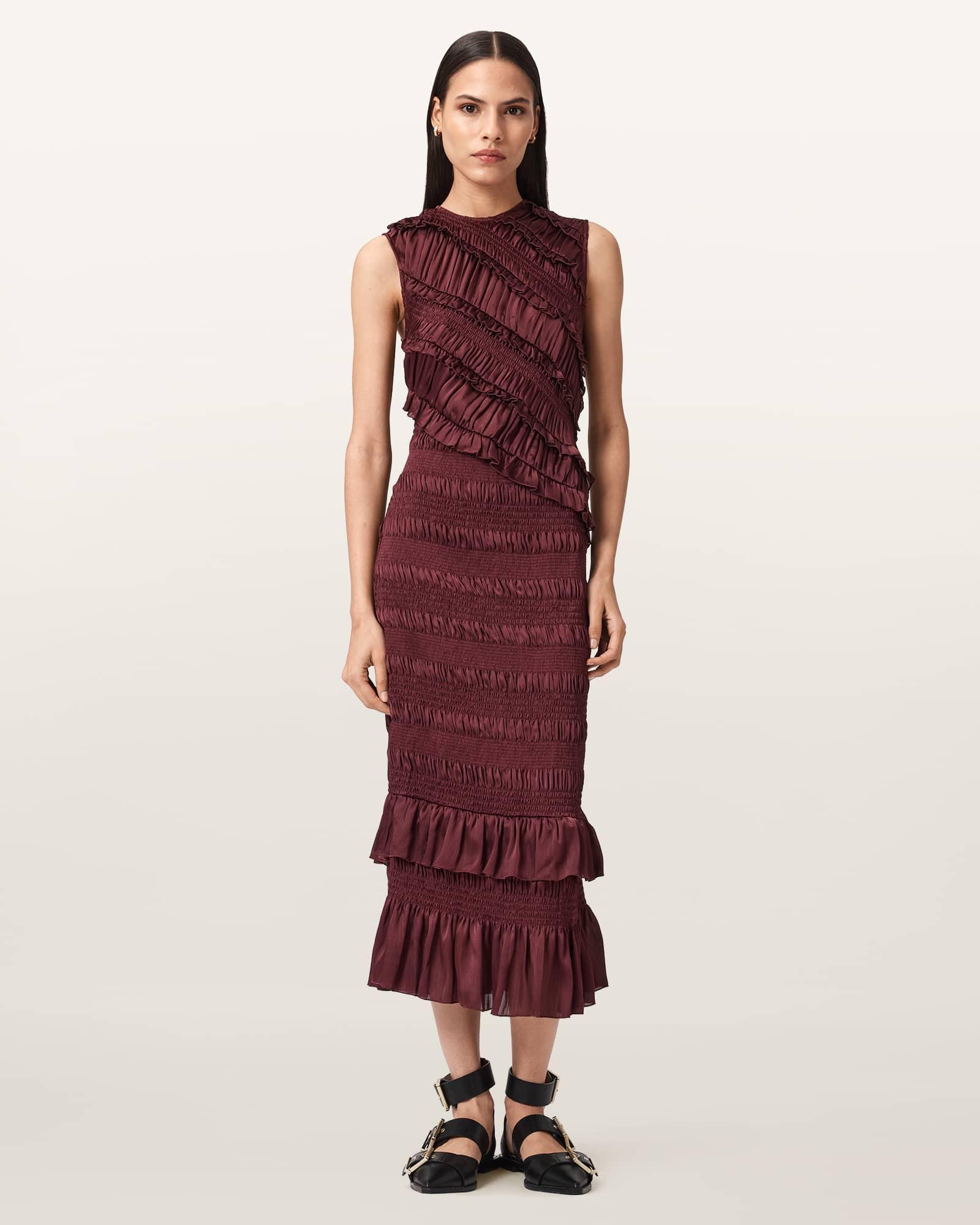 Nyla Ruffled Midi Dress Product Image