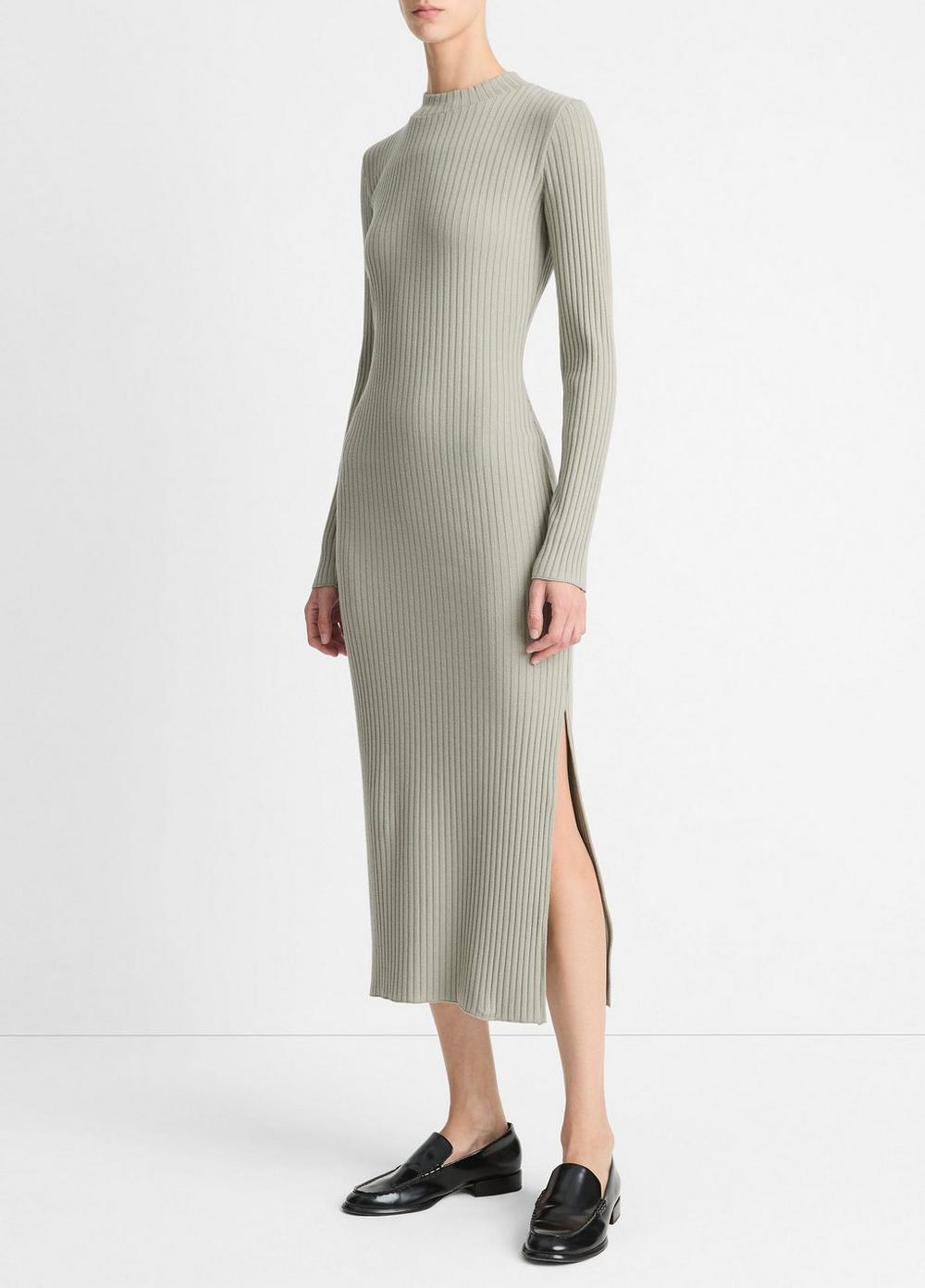 Womens Rib-Knit Crewneck Midi-Dress Product Image