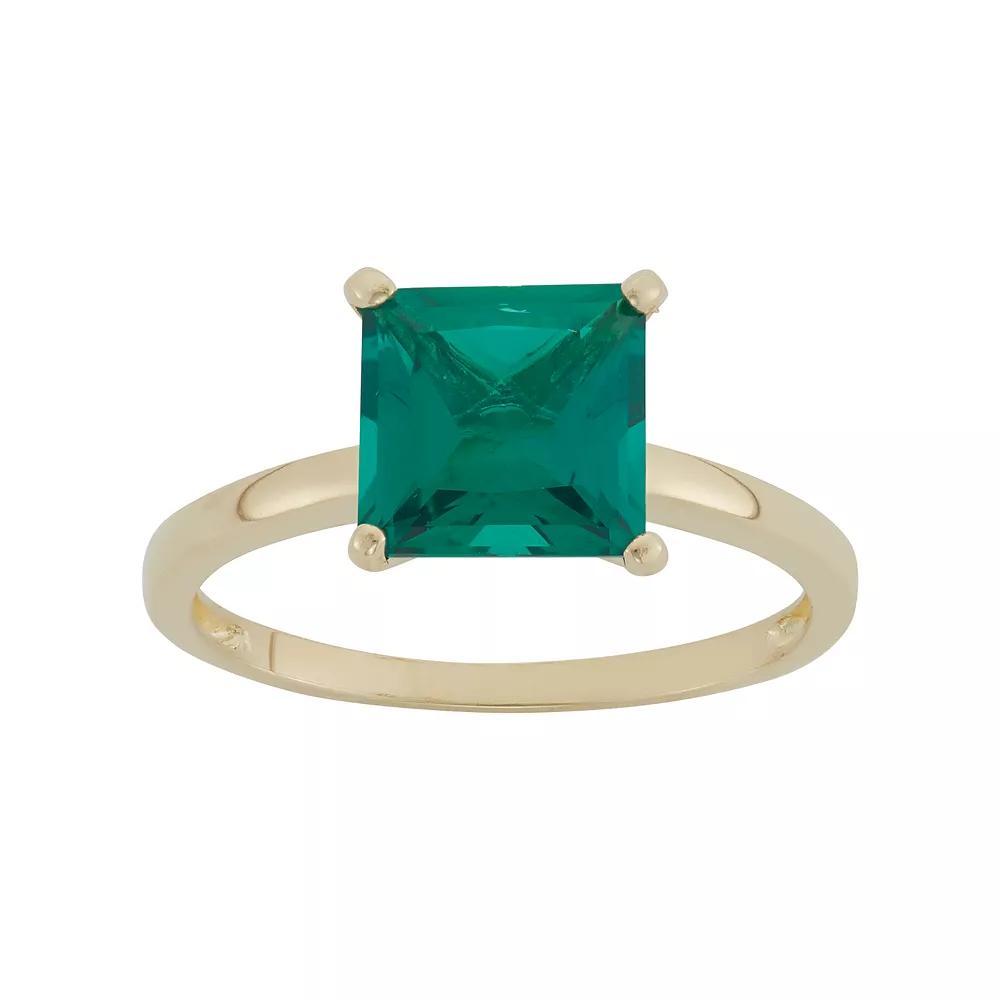 Designs by Gioelli Lab-Created Emerald 10k Gold Ring, Women's, Size: 9, Green Product Image