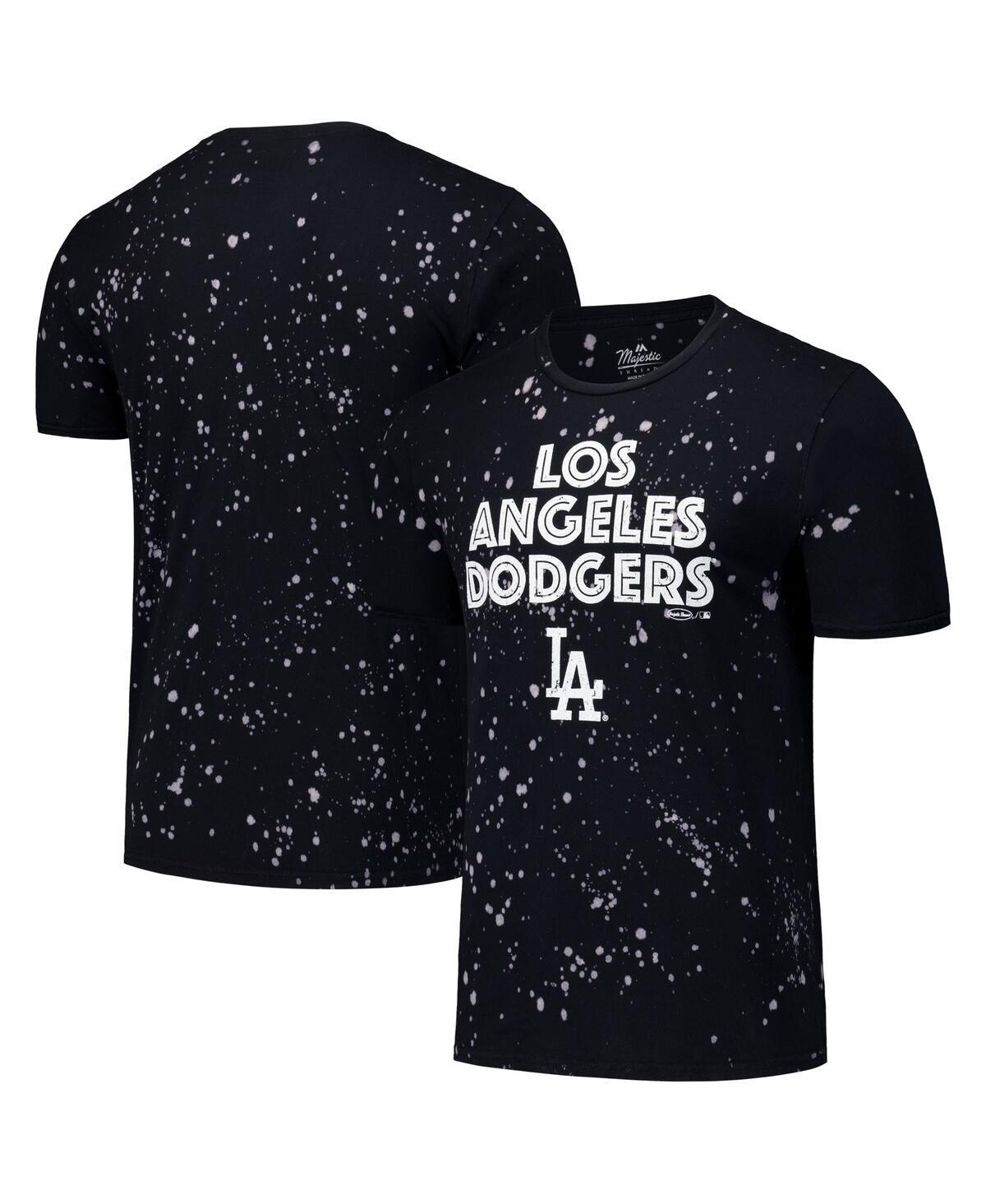Men's Majestic Threads Black/White Los Angeles Dodgers Splatter T-Shirt, Size: Small Product Image