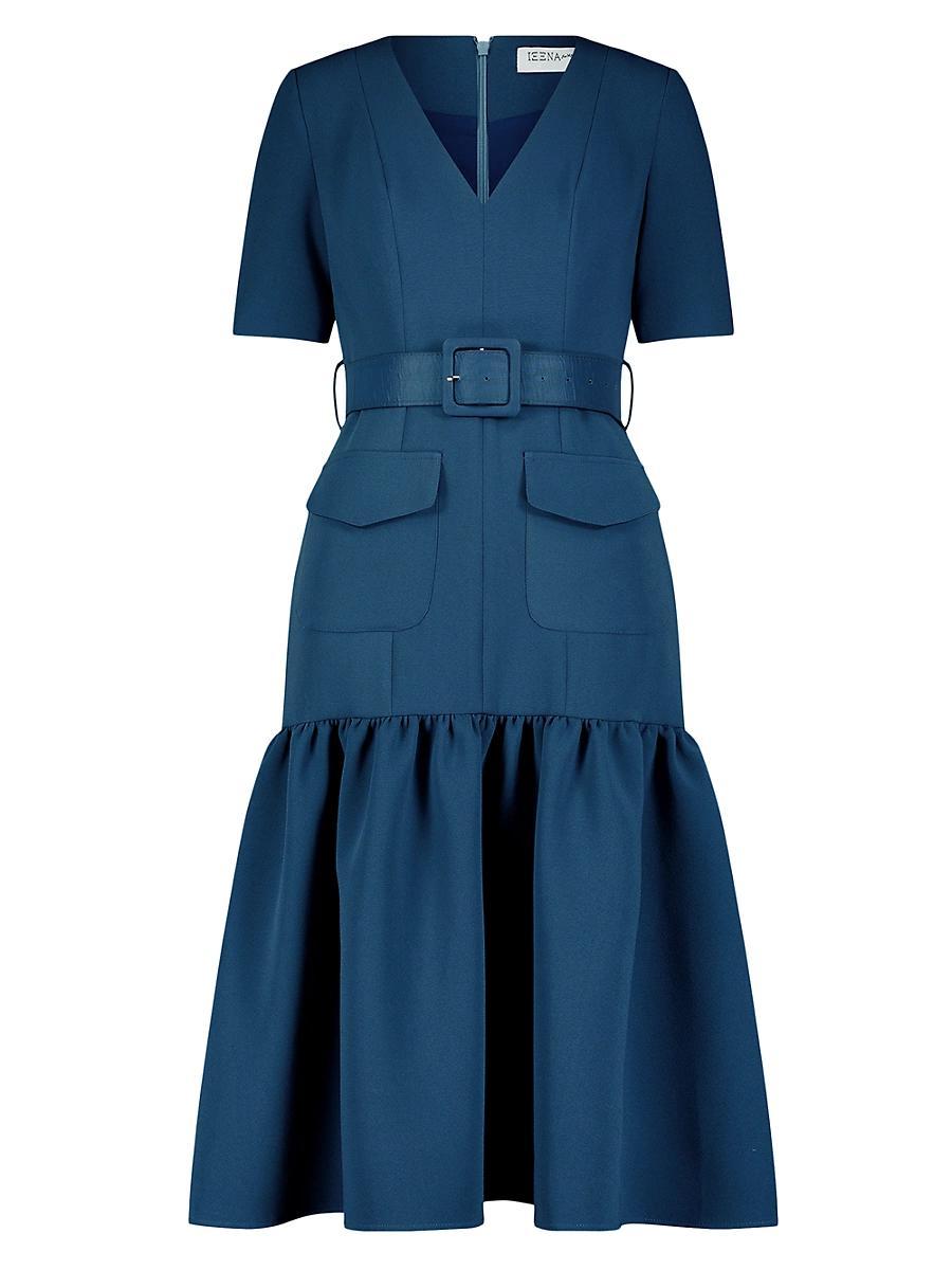 Womens Crepe Patch-Pocket Midi-Dress Product Image