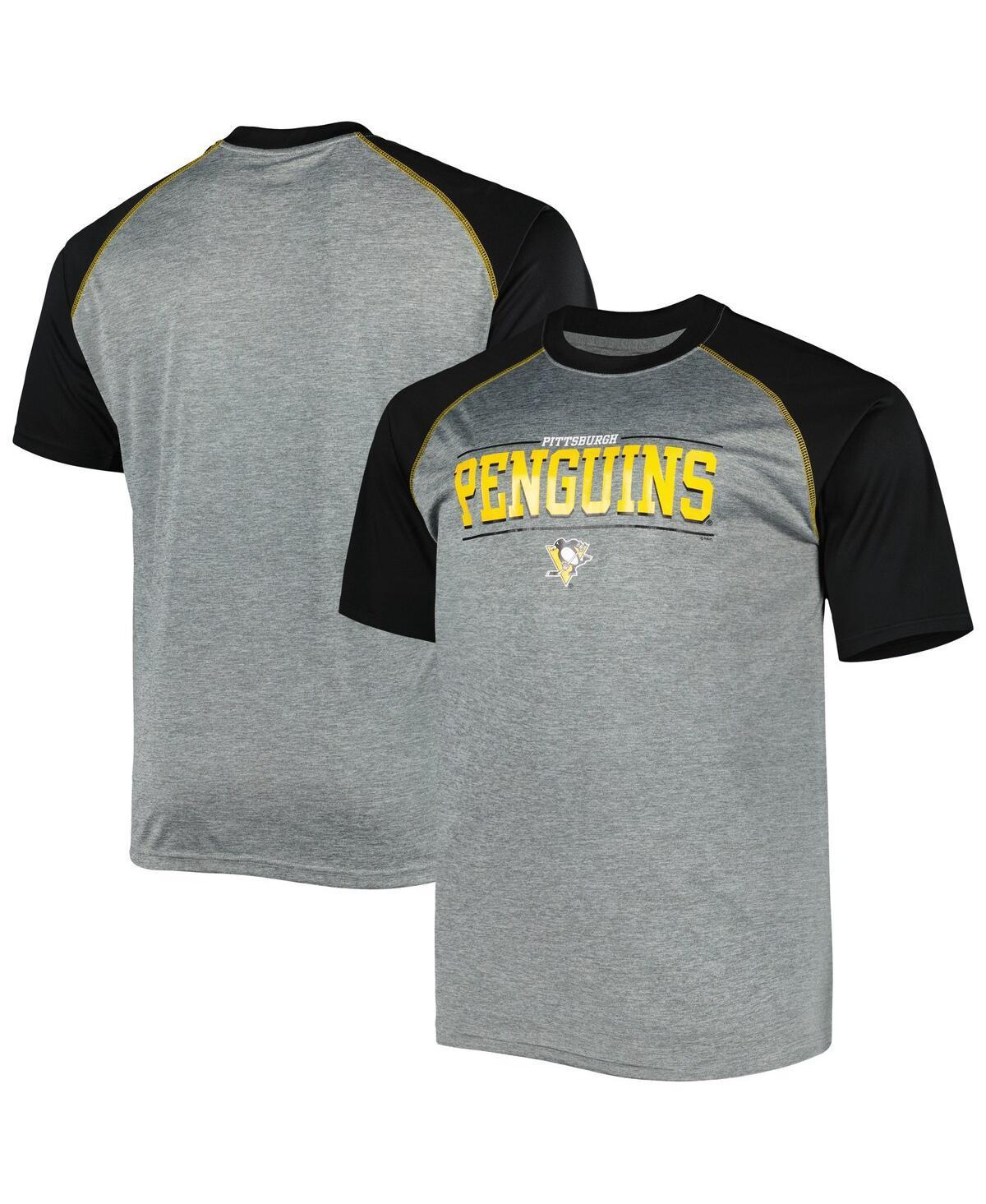 Men's Heather Gray Pittsburgh Penguins Big & Tall Logo Raglan T-Shirt, Size: XLT, Grey Product Image