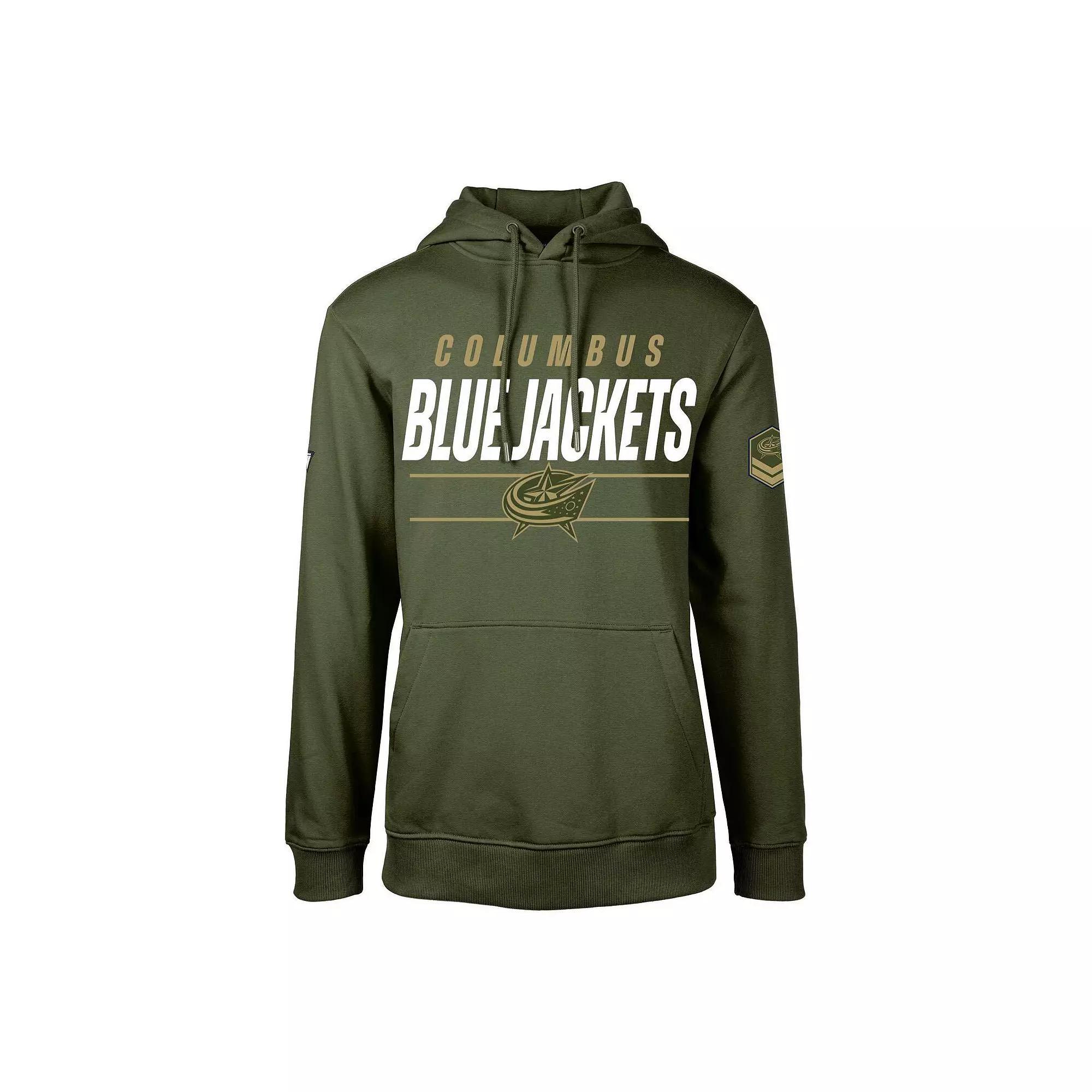 Mens Levelwear Olive Columbus Blue Jackets Podium Fleece Pullover Hoodie Product Image
