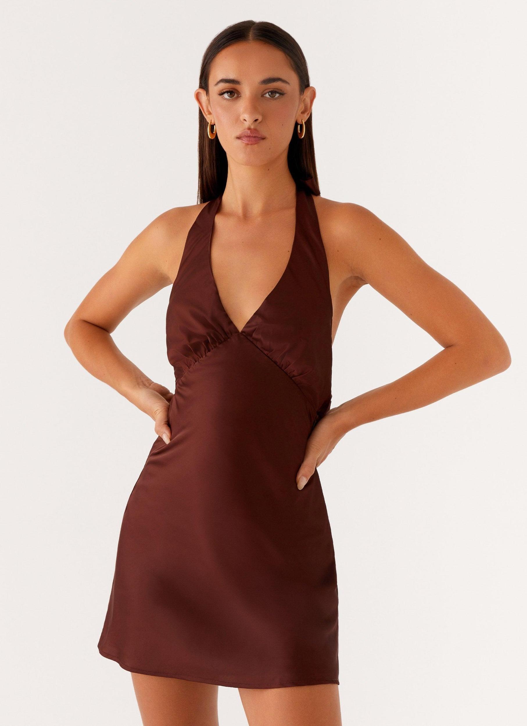 Heavy Hearted Mini Dress - Chocolate Product Image