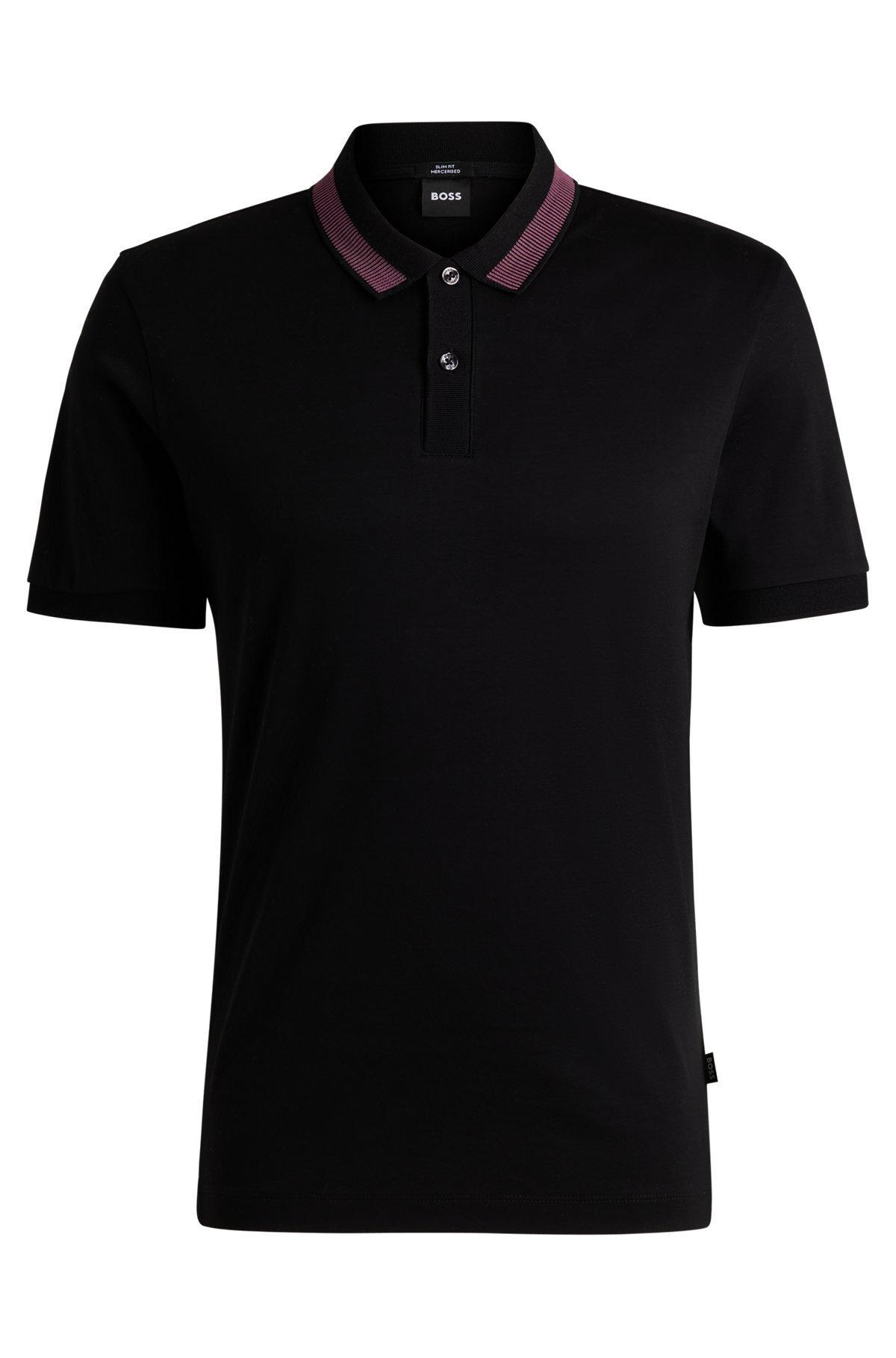 Mercerized-cotton T-shirt with contrast collar band Product Image