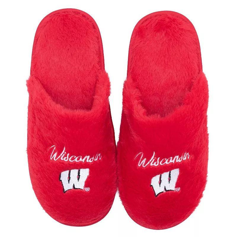 Women's ZooZatz Wisconsin Badgers Team Faux Fur Slippers, Size: 5/6, Red Product Image