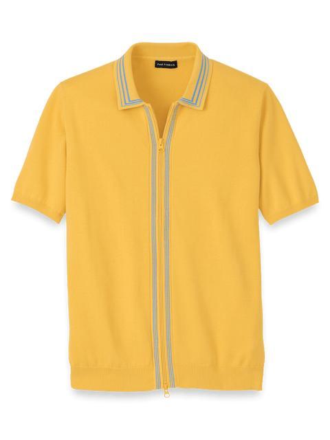 Cotton Full Zip Polo - Yellow Product Image