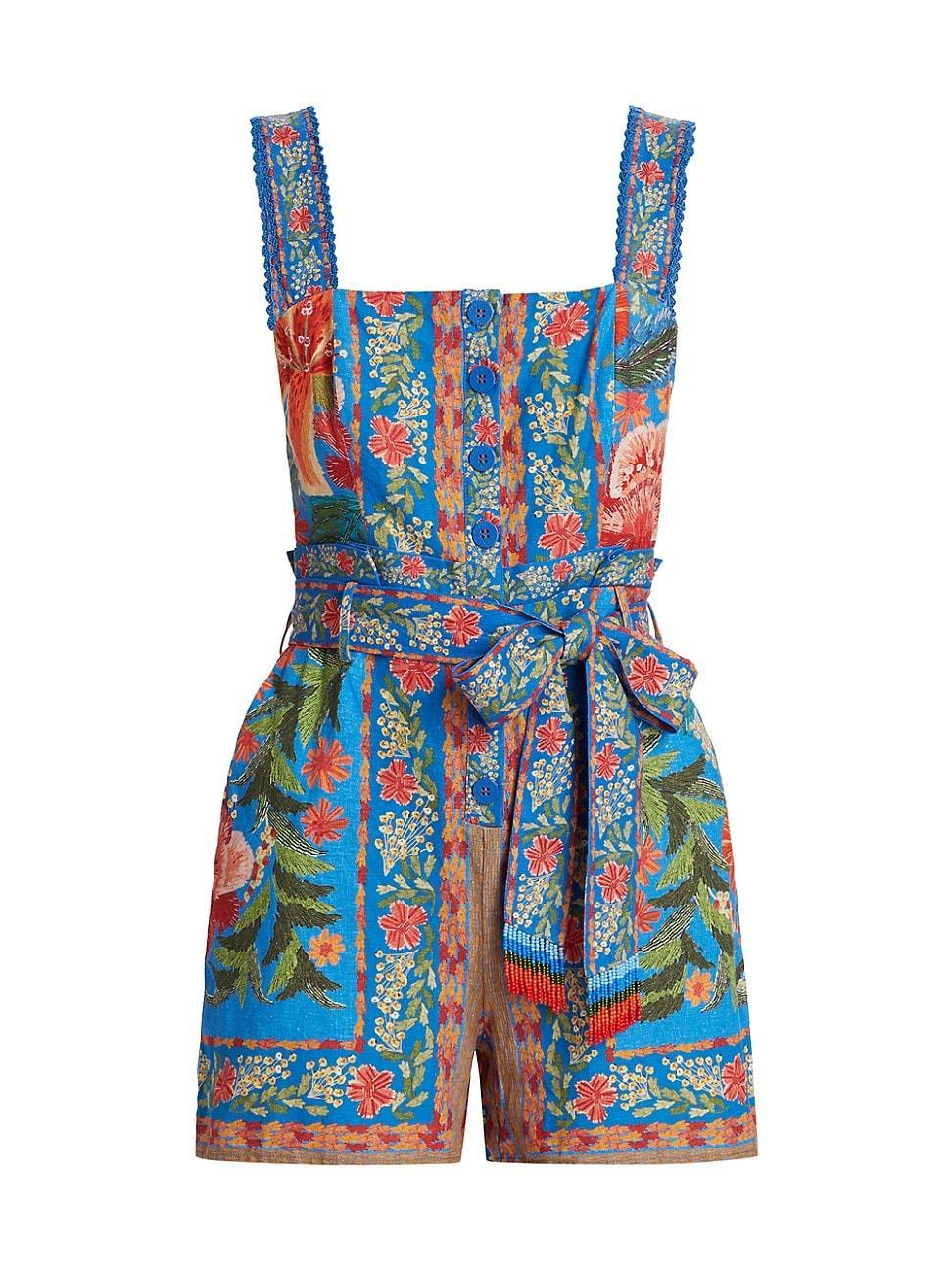 Stiched Garden Blue Romper, STICHED GARDEN BLUE / S Product Image