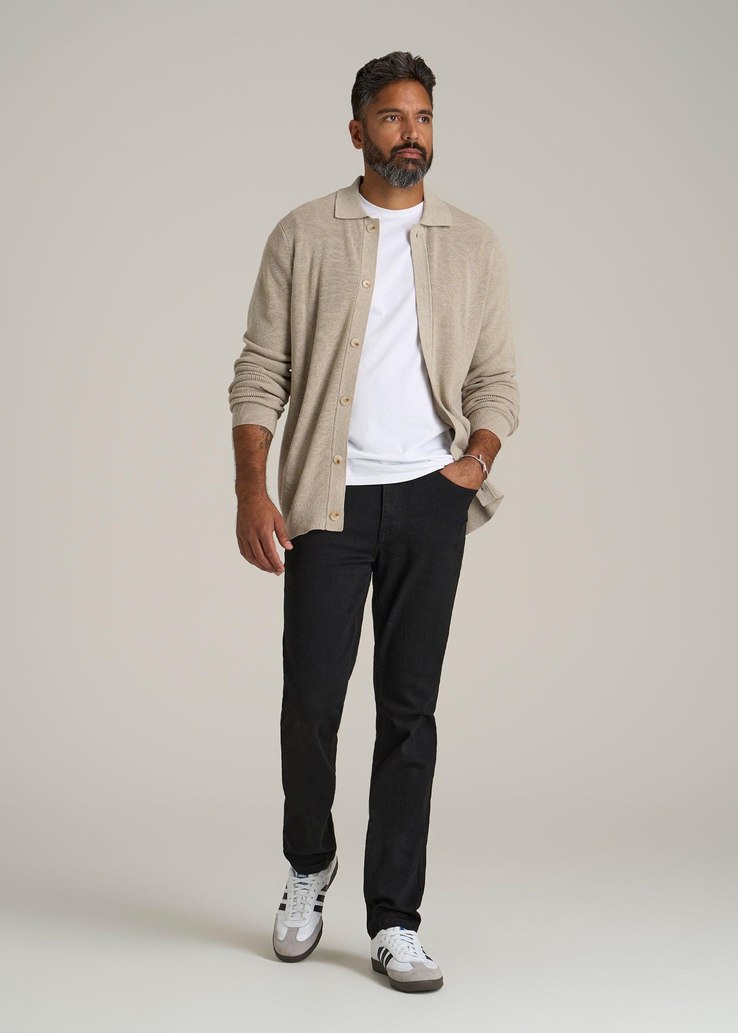 A.T. Basics Men's Dylan Slim Fit Jeans for Tall Men in Black Product Image