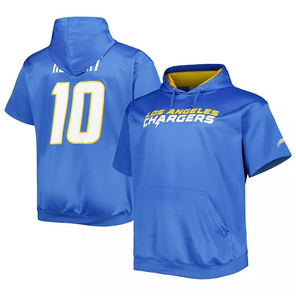 Men's Justin Herbert Powder Blue Los Angeles Chargers Big & Tall Short Sleeve Pullover Hoodie, Size: 2XB, Light Product Image