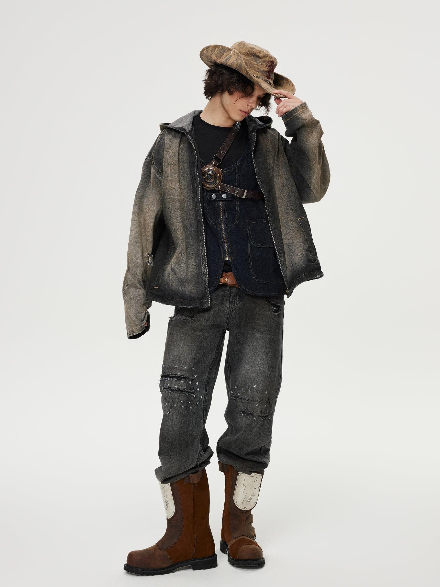 Aelfric Eden Mud Dyeing Denim Zip Up Hoodie Product Image