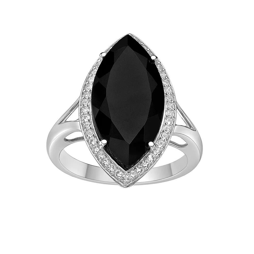 Gemminded Sterling Silver Onyx & Lab-Created White Sapphire Ring, Women's, Size: 5 Product Image