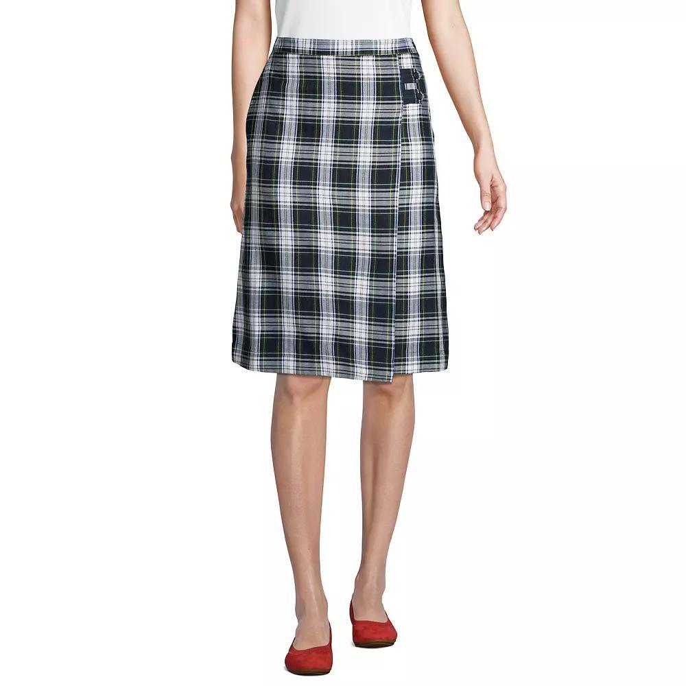 Women's Lands' End Plaid Below the Knee A-line Skirt, Size: 6, White Plaid Product Image