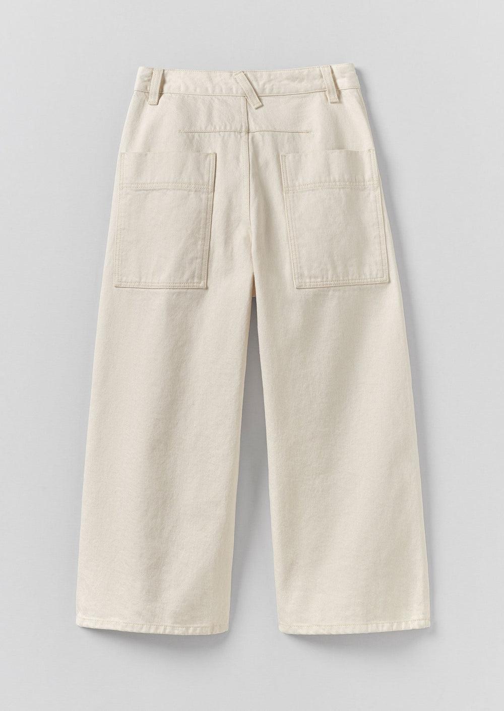 Relaxed Wide Leg Denim Pants | Ecru Product Image