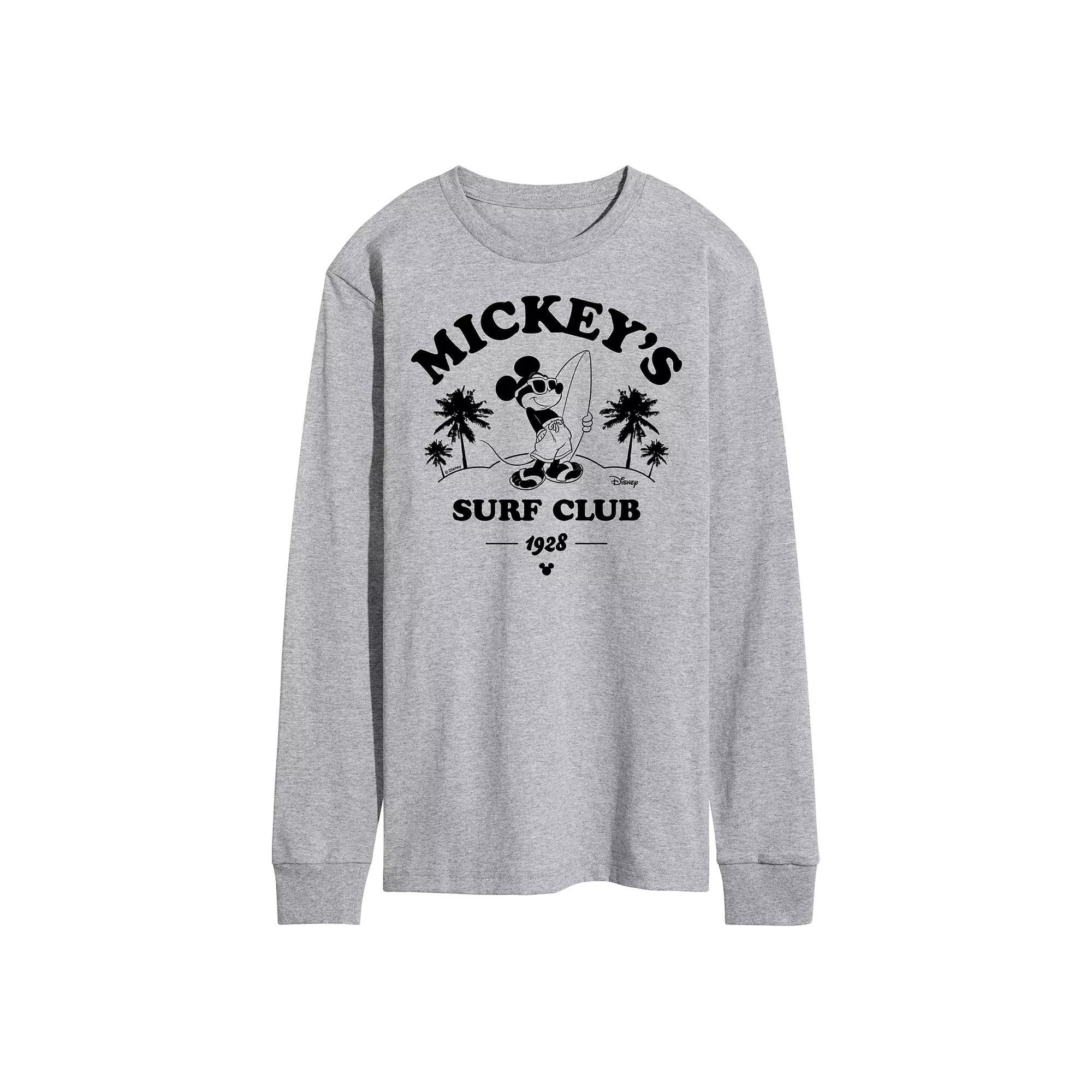 Disneys Mickeys Surf Club Mens Graphic Tee Grey Gray Product Image