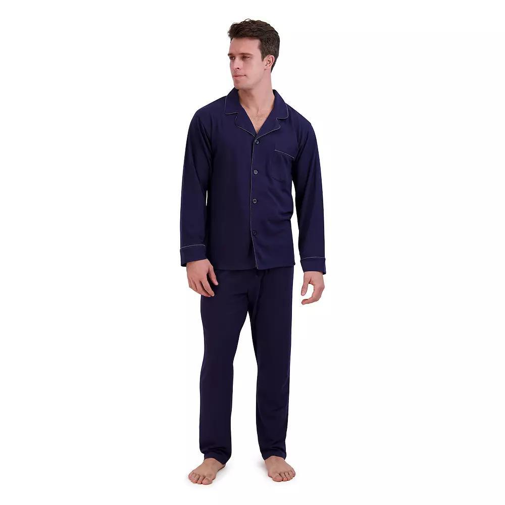 Men's Hanes® Knit Pajama Shirt & Pajama Pants Set, Size: XL, Blue Product Image