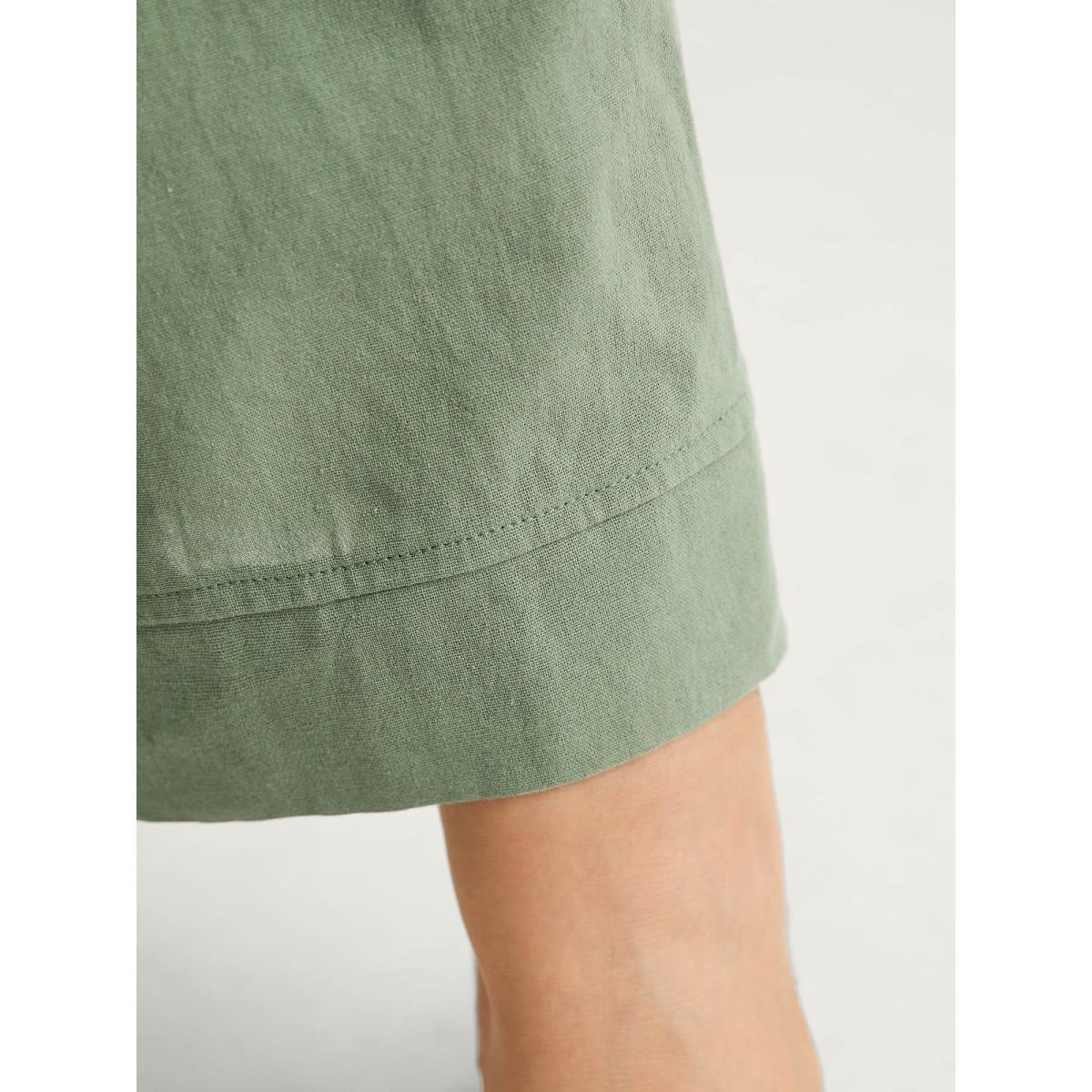 Plus Size Shirred Drawstring Solid Wide-Leg Pants Women Mint Casual Wide Leg Mid Rise Everyday-Casual Pants BloomChic 22-24/3X Product Image