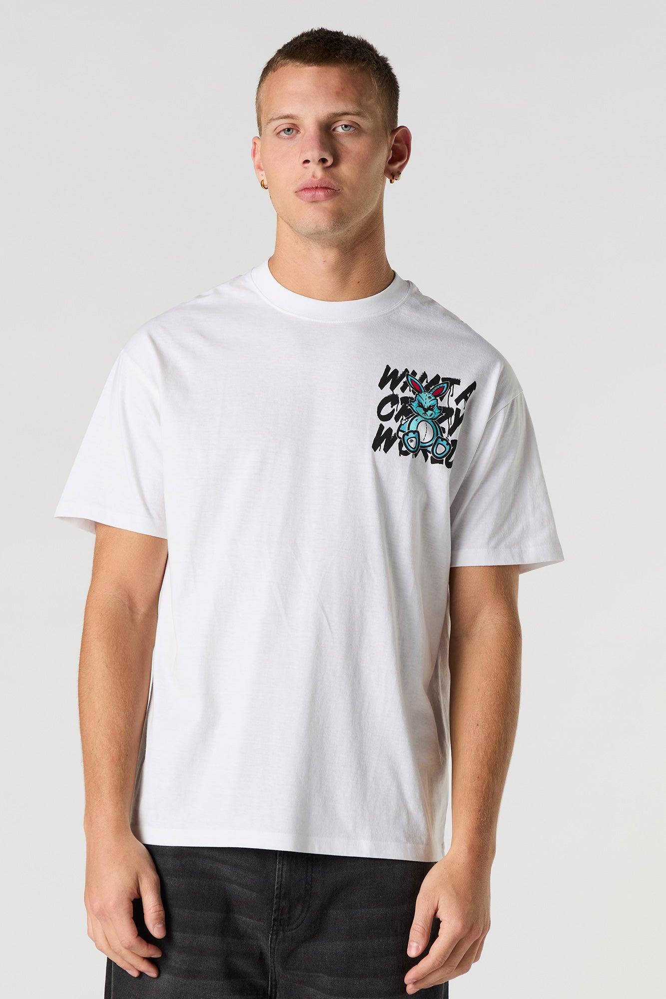 Crazy World Bunny Graphic T-Shirt Male Product Image