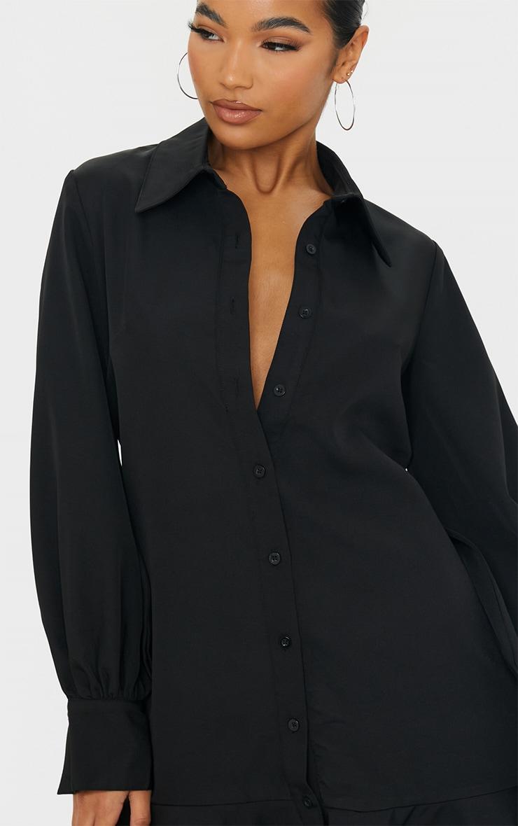 Black Frill Hem Shirt Dress Product Image