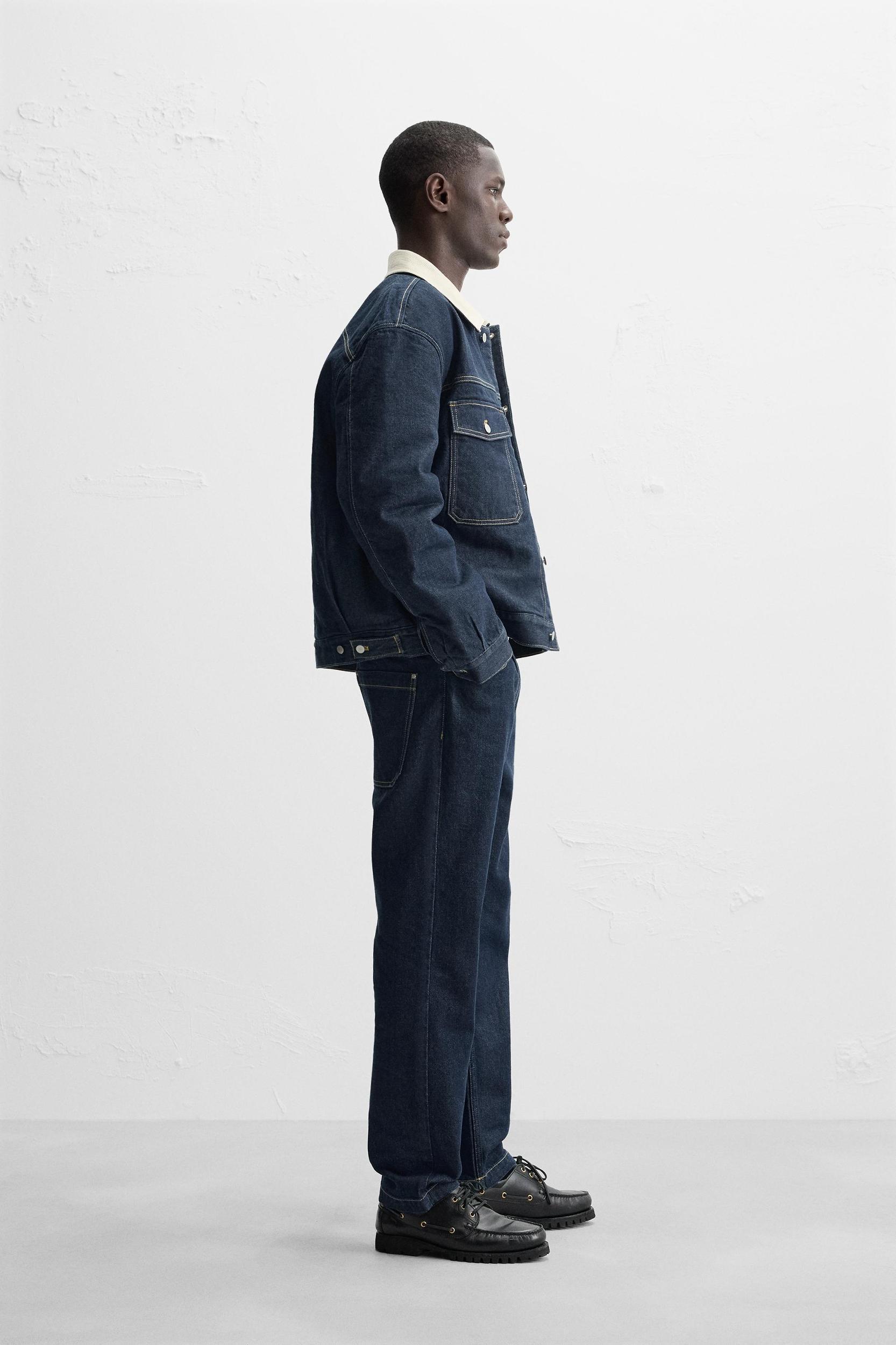 CONTRAST COLLAR DENIM JACKET Product Image