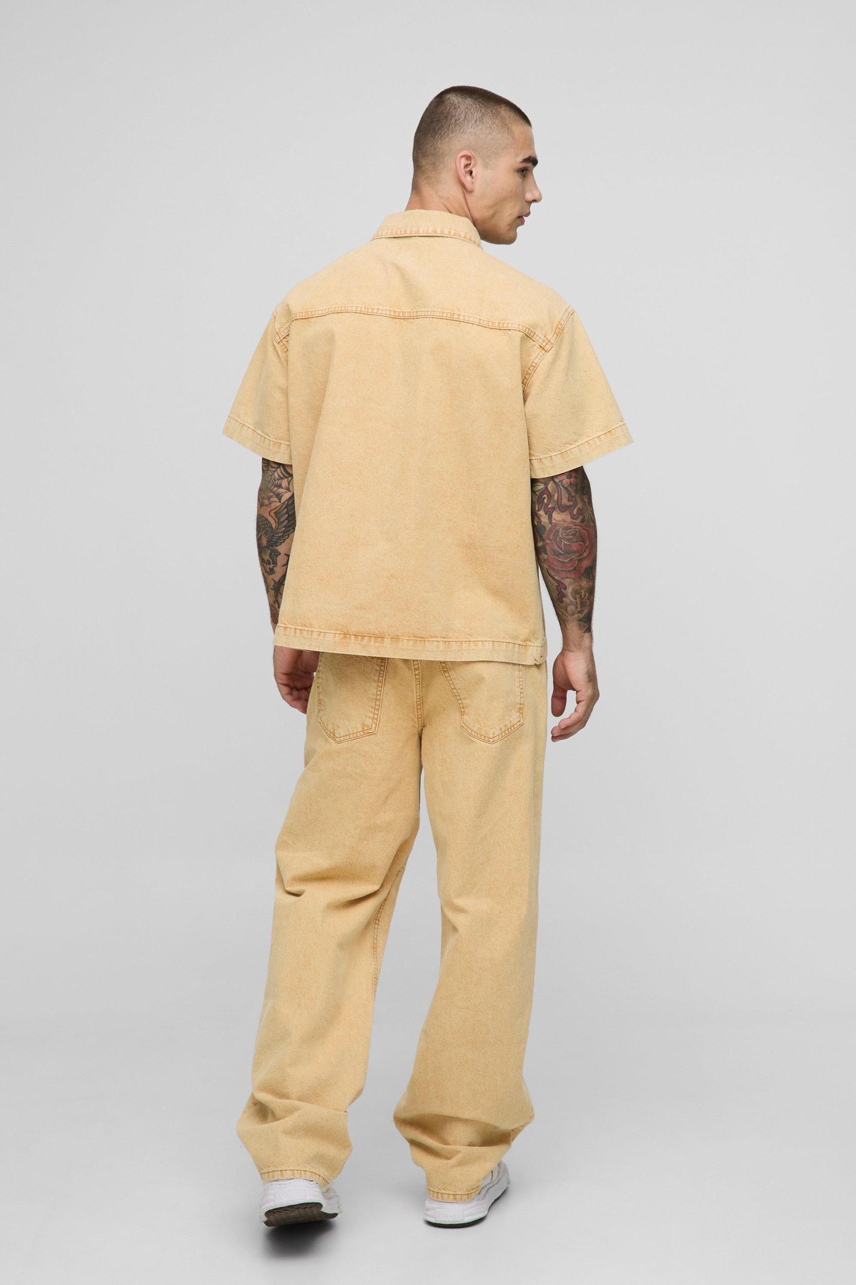 Relaxed Fit Tinted Panelled Jeans | boohooMAN USA Product Image