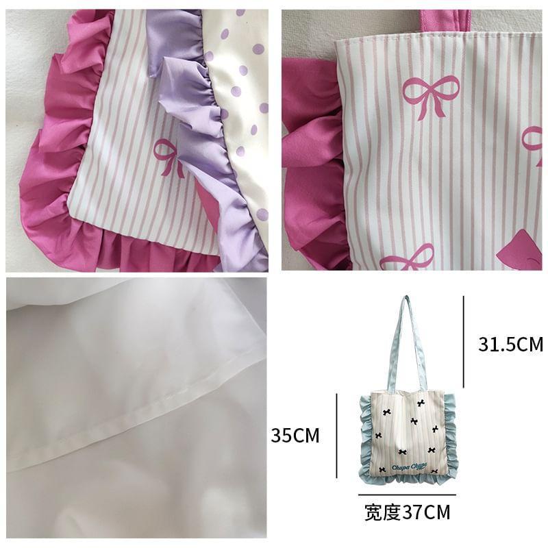 Bow Print Frill Trim Tote Bag Product Image