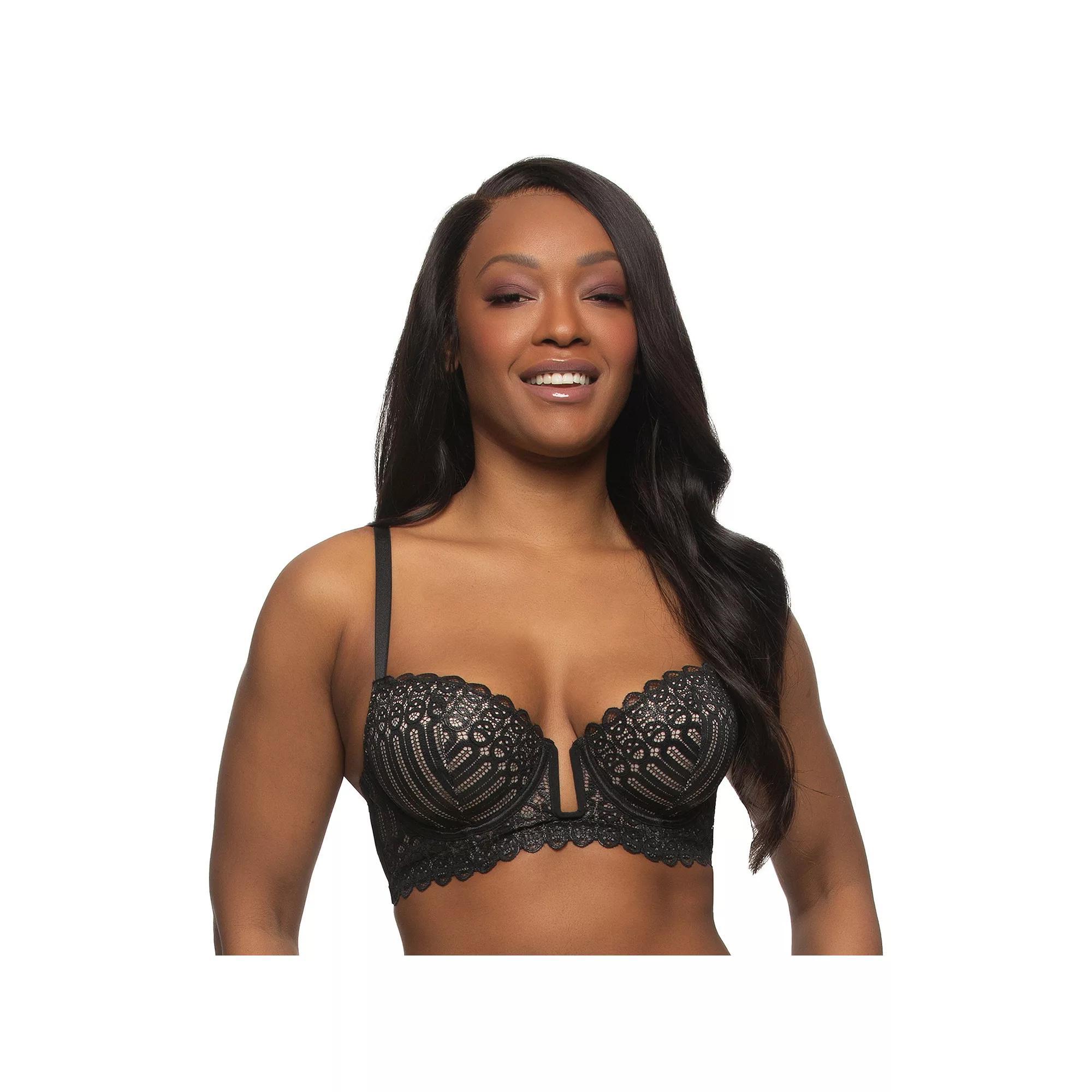 Paramour by Felina Siren Demi Lace Longline Bra 125183, Women's, Size: 32 C, Pink  Shimmer Product Image