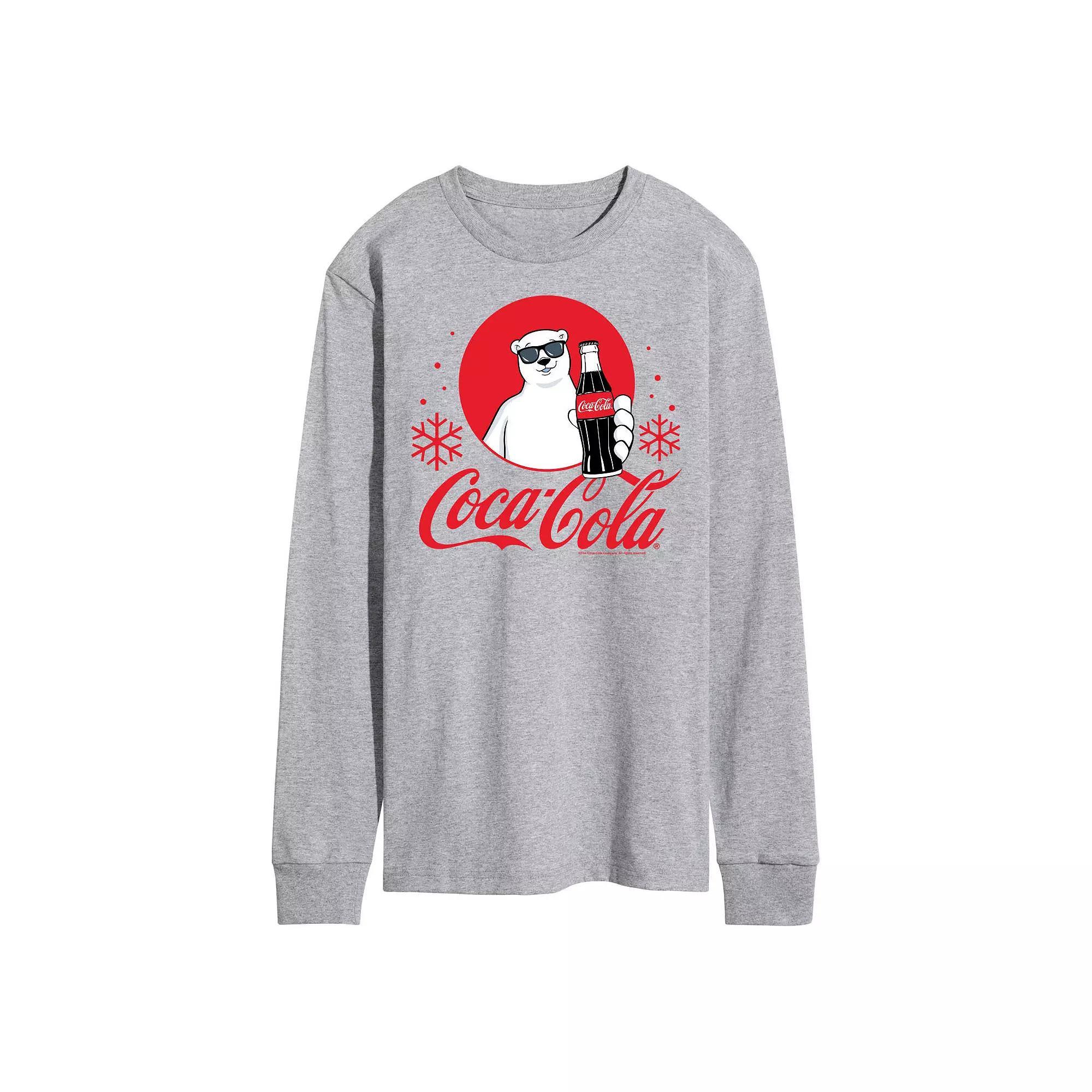 Mens CocaCola Polar Bear Long Sleeve Graphic Tee Blue Product Image