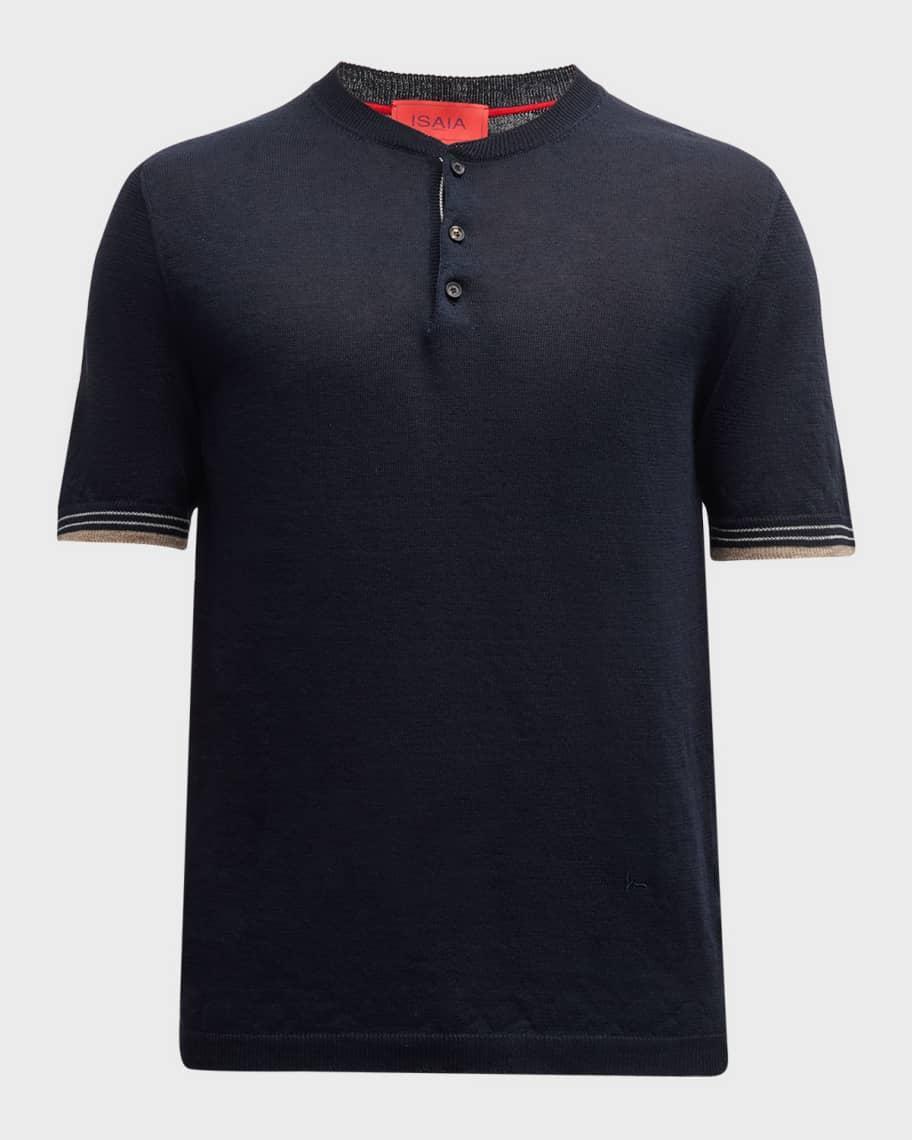 Mens Linen-Cotton Short-Sleeve Polo Sweater Product Image
