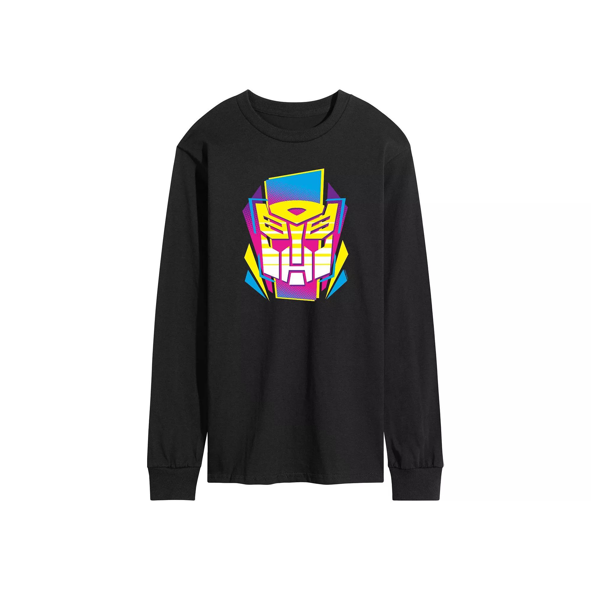Mens Transformers Halftone Icon Autobot Long Sleeve Graphic Tee Blue Product Image