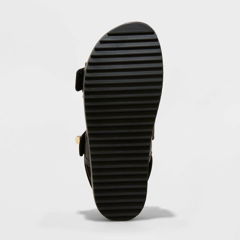 Women's Tanner Platform Double Band Sandals - A New Day™ Black 7.5: Cushioned Footbed, Open Toe Product Image