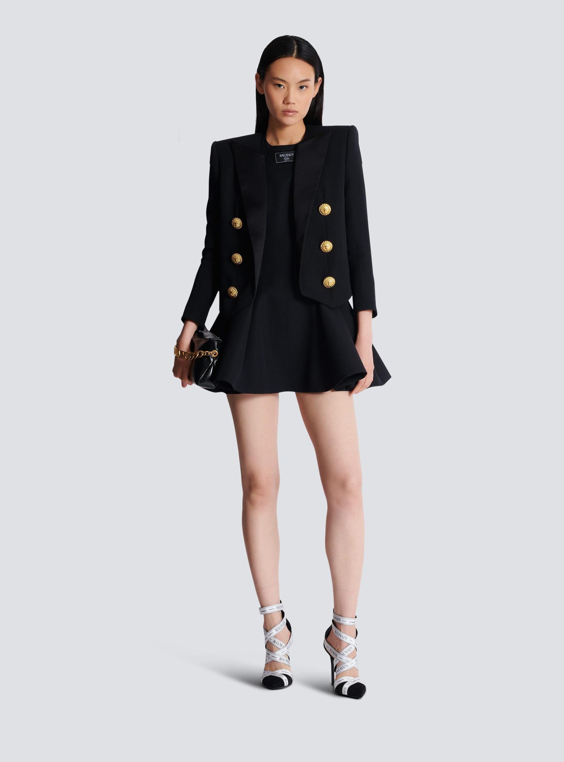 Flared pleated grain de poudre dress  Product Image