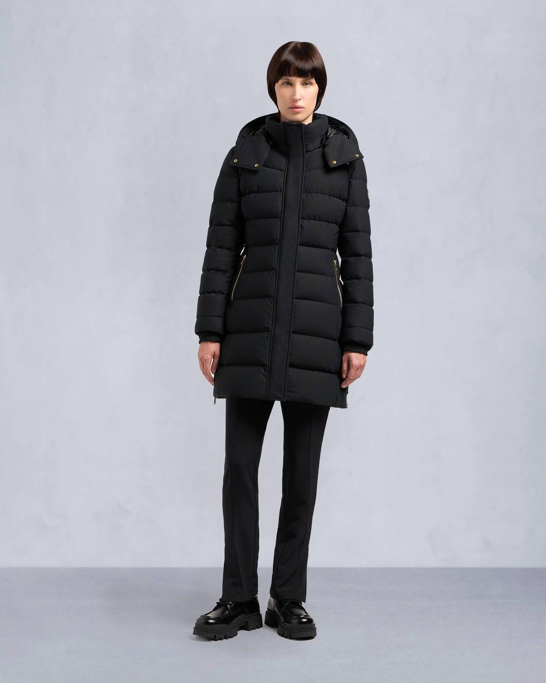 Moose Knuckles Womens Gold Series Black Watershed Parka with Black Shearling Product Image