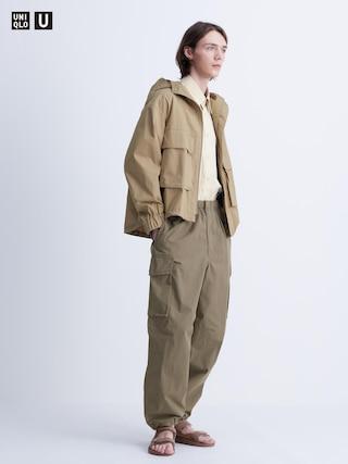 Mens Wide Parachute Cargo Pants Olive XS UNIQLO US Product Image