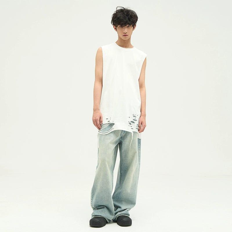 RT No. 10095 WHITE BLUE DENIM JEANS Product Image