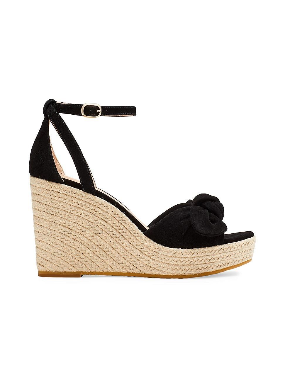 kate spade new york Tianna Metallic Leather Bow Platform Wedge Espadrille Sandals Product Image