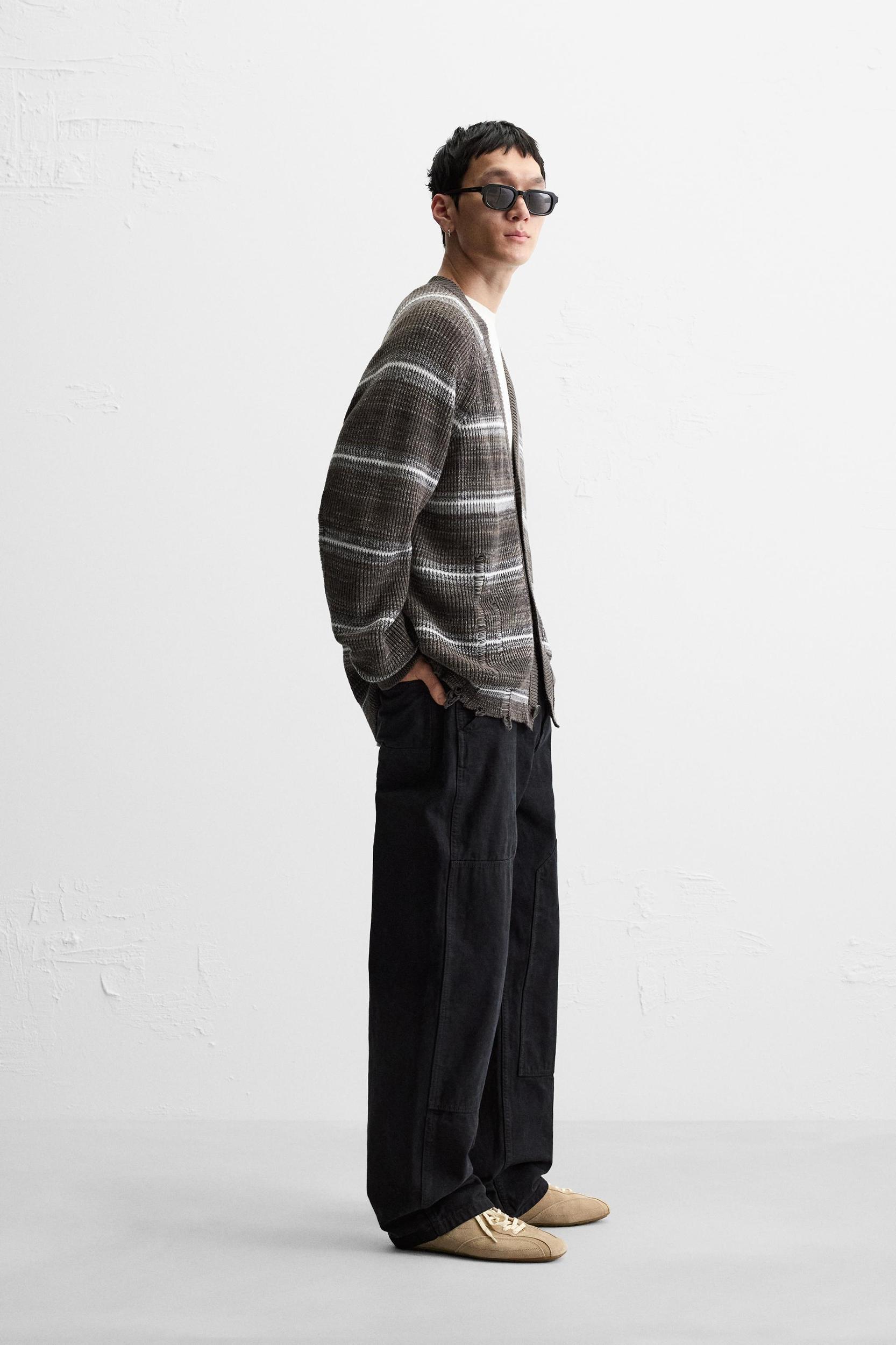DISTRESSED STRIPED CARDIGAN Product Image