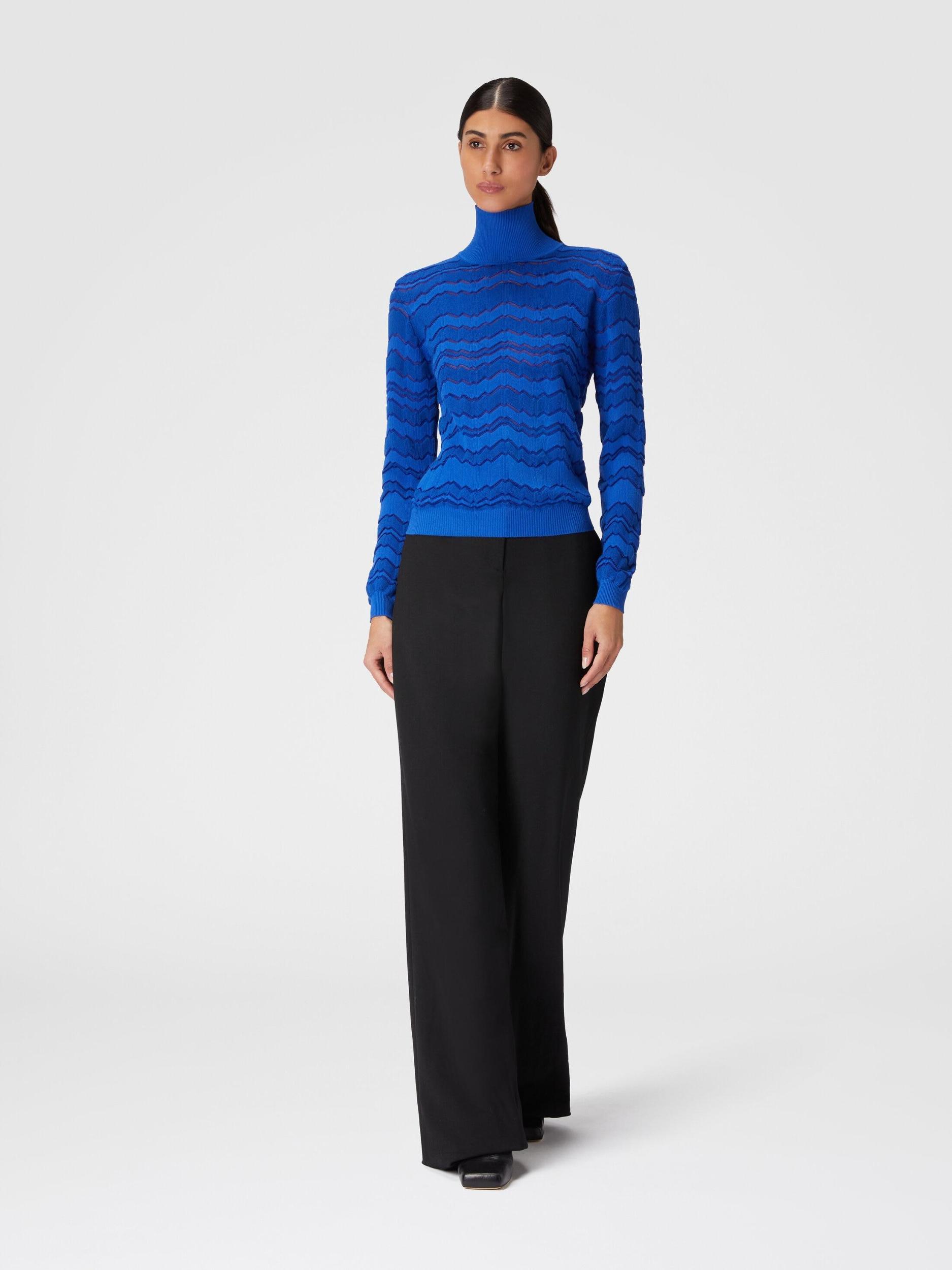 Viscose and wool turtleneck with tone-on-tone zigzag Product Image