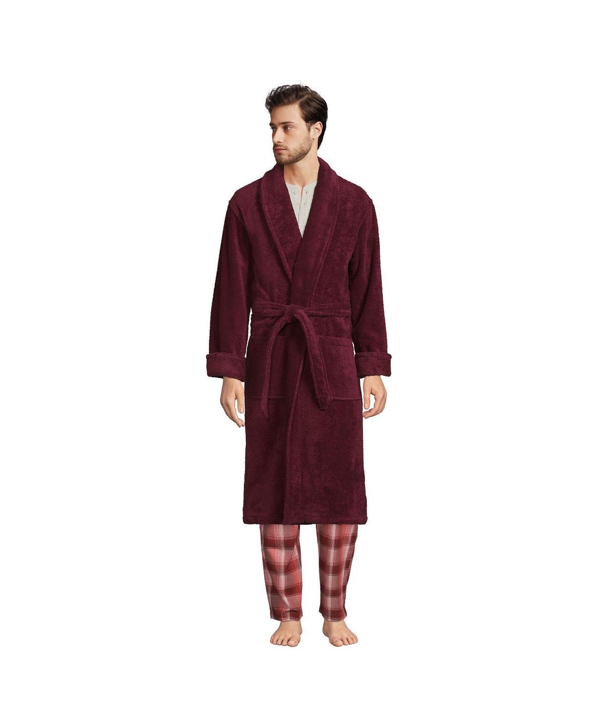 Big & Tall Lands' End Calf-Length Turkish Terry Robe, Men's, Size: Medium Tall, White Product Image