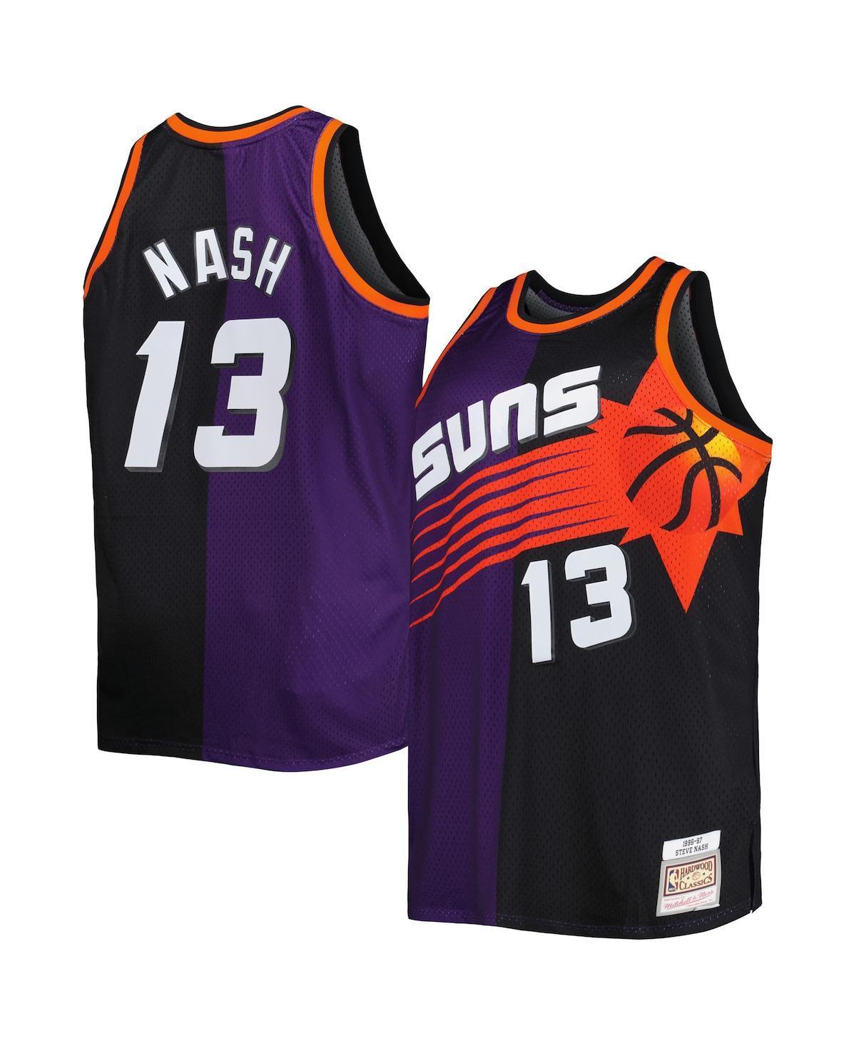 Men's Mitchell & Ness Steve Nash Purple/Black Phoenix Suns Hardwood Classics 1996-97 Split Swingman Jersey, Size: 2XL, Phx Purple Product Image