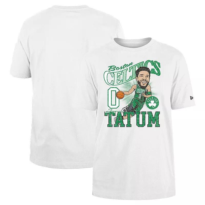Men's New Era Jayson Tatum White Boston Celtics Caricature Player T-Shirt, Size: Medium Product Image