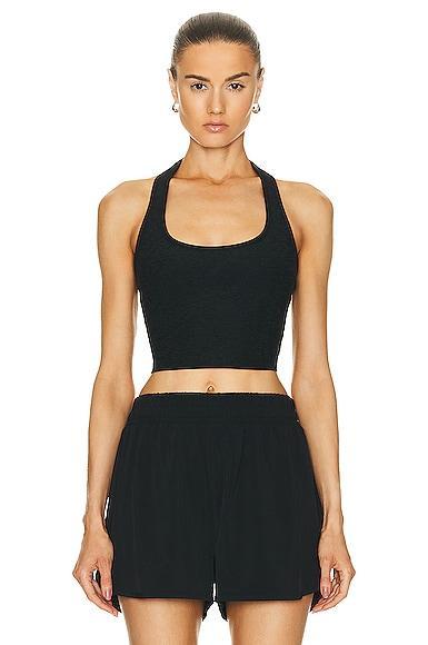 Beyond Yoga Spacedye Well Rounded Cropped Halter Tank Top in White Product Image