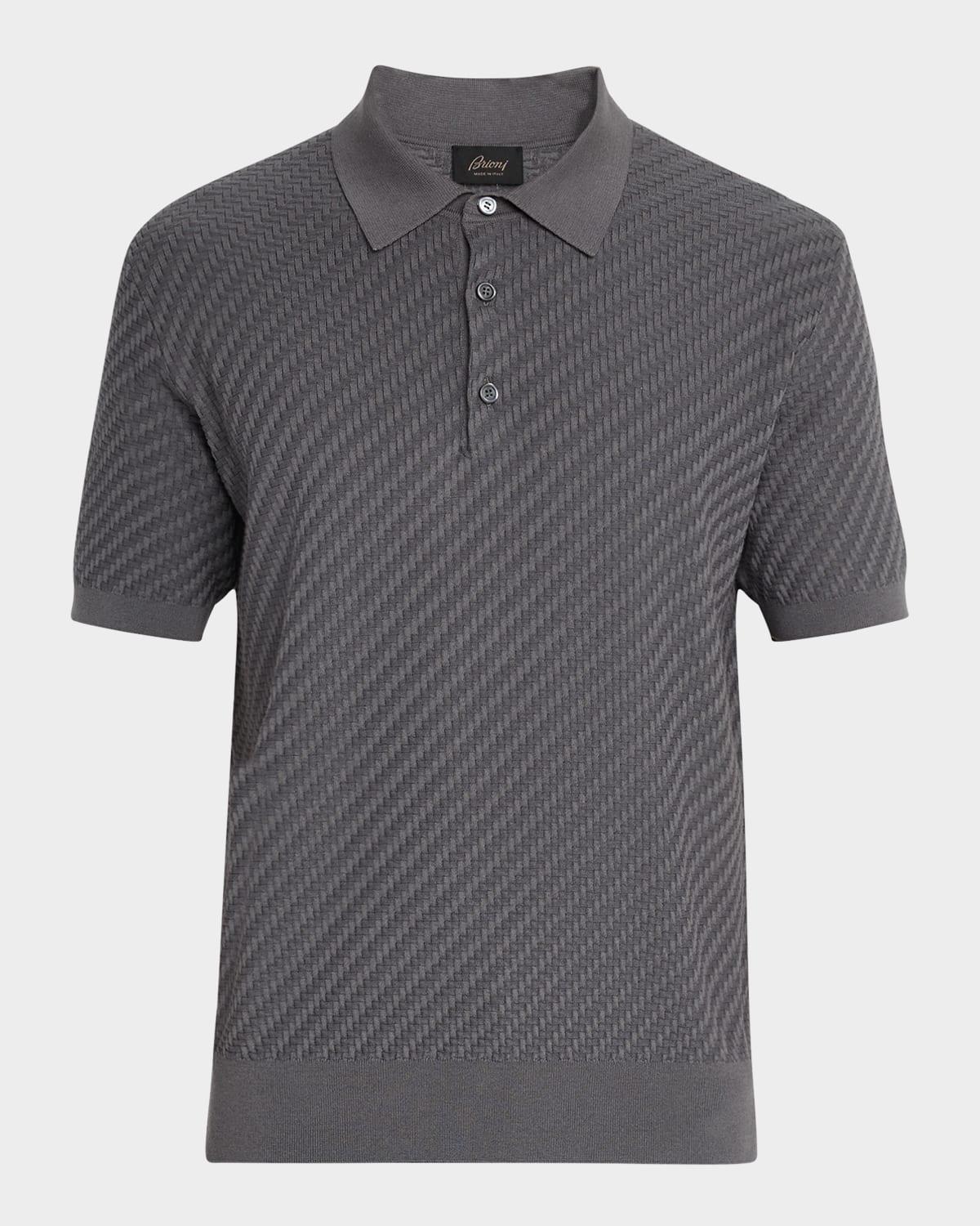 Mens Basketweave Stitch Polo Sweater Product Image