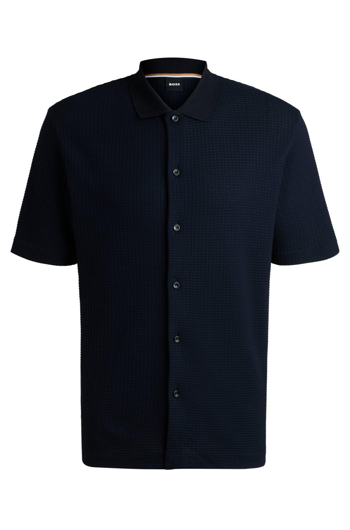 Regular-fit shirt in waffle cotton Product Image