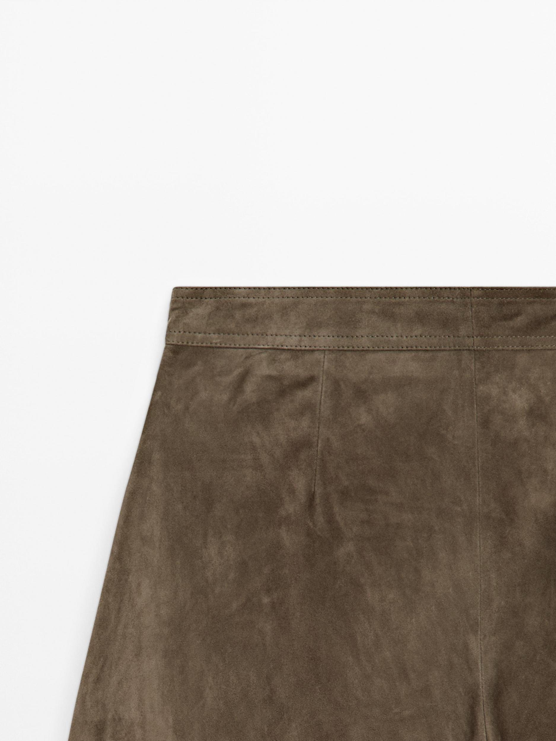 Long suede leather Bermuda shorts Product Image