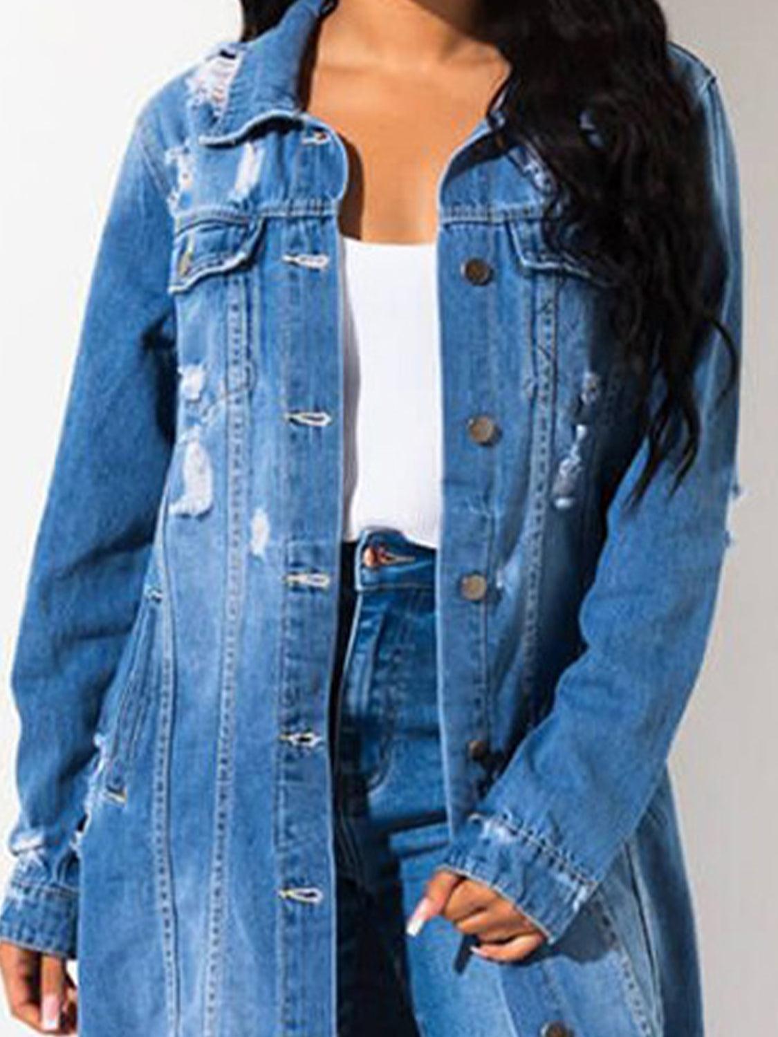 Parker Long Sleeve Raw Hem Denim Jacket - ONLINE EXCLUSIVE! Product Image