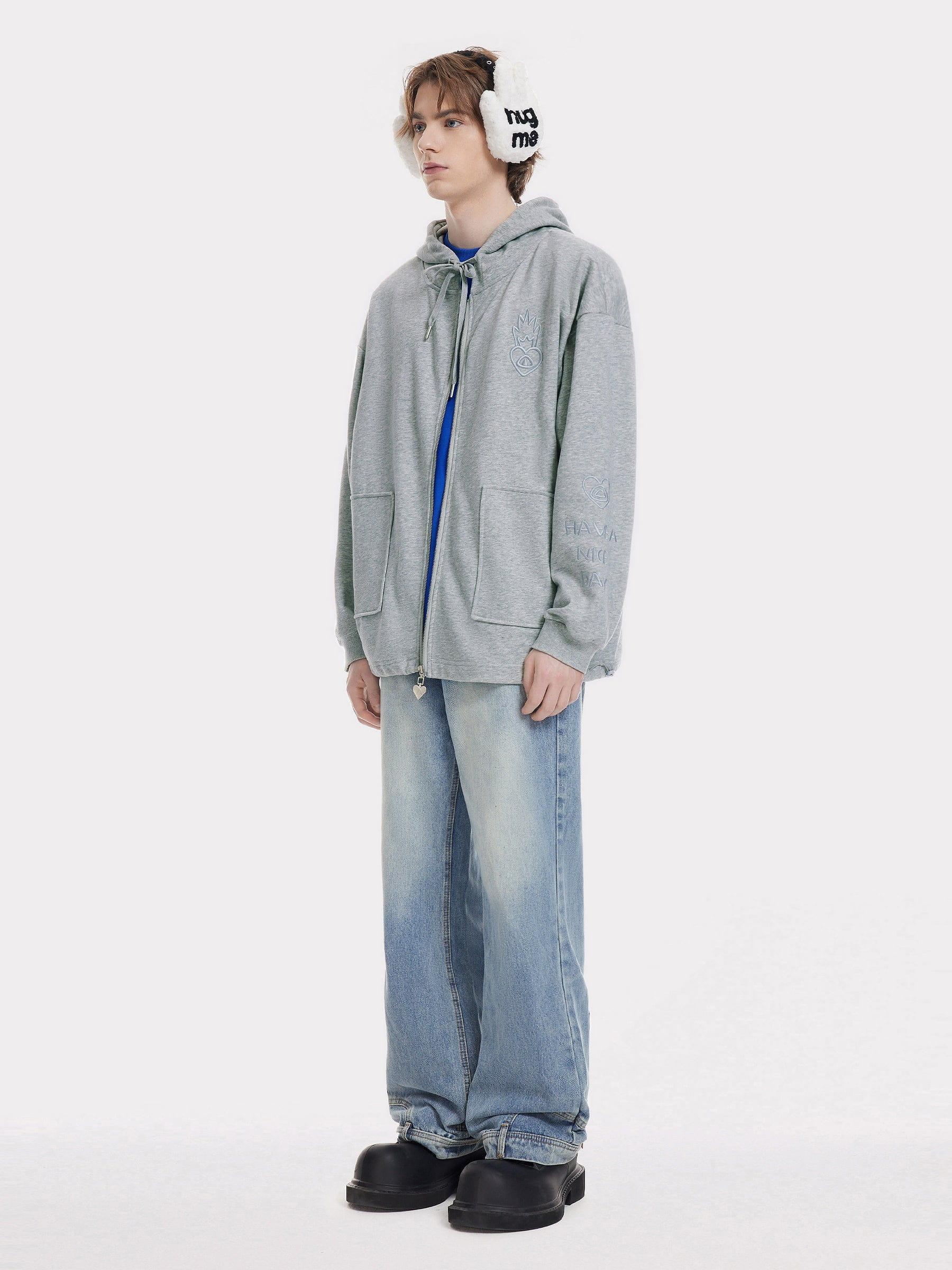 Aelfric Eden Embroidery Rabbit Ears Zip Up Hoodie Product Image