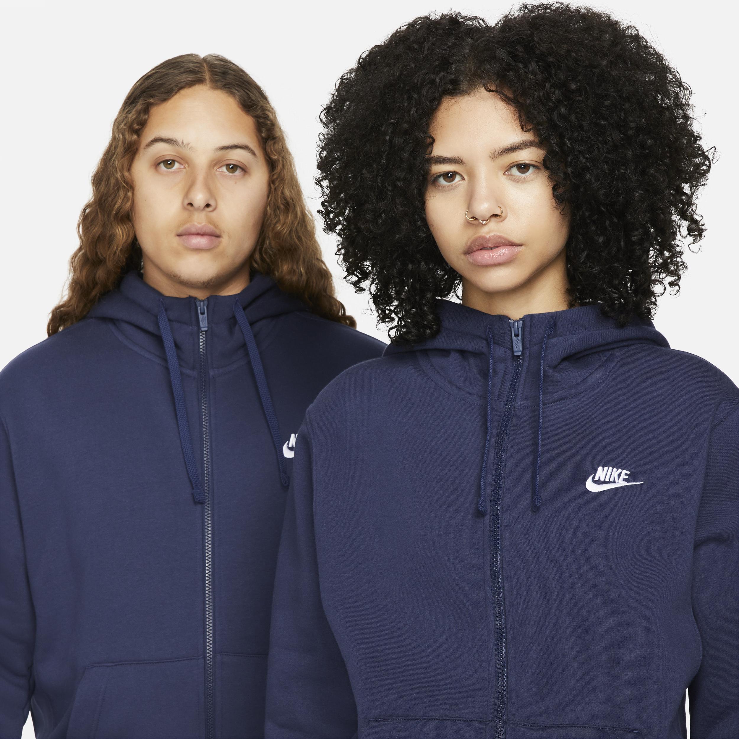 Mens Nike Sportswear Club Fleece Full-Zip Hoodie Black Navy White Product Image