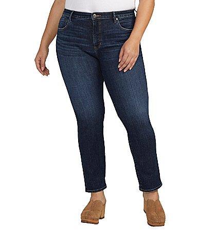 Jag Jeans Plus Size Cassie Mid-Rise Slim Straight Leg Jeans (Brisk Blue) Women's Jeans Product Image